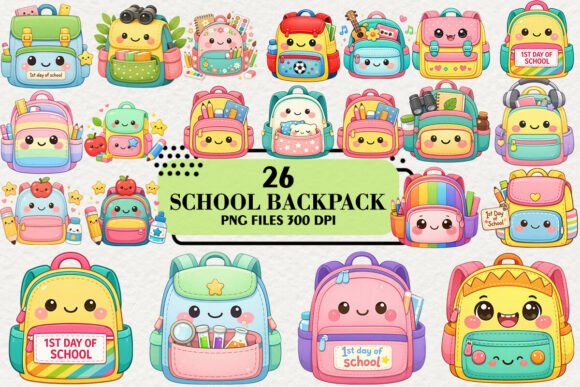 Download Kawaii Back to School Backpack Clipart - Backpack Collection