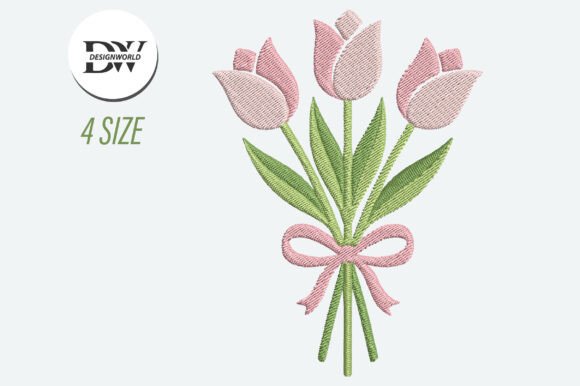 Download Pink Tulip Flower Embroidery Design - Embroidery design Collection