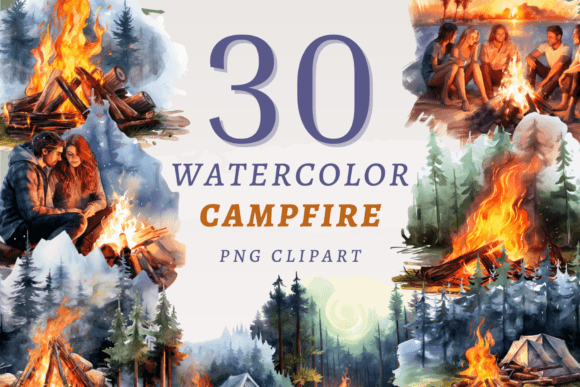 Download Watercolor Campfire PNG Bundle - Premium Resources