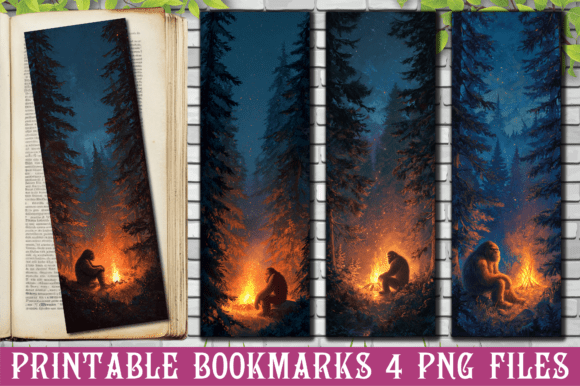 Download Bigfoot Campfire Night Bookmark PNG - Premium Resources